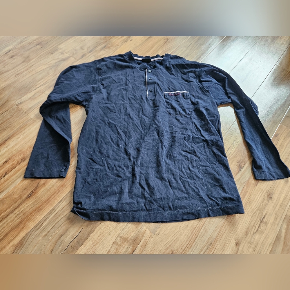 Men's Pierre Cardin Navy Blue Long Sleeve Pajama Shirt